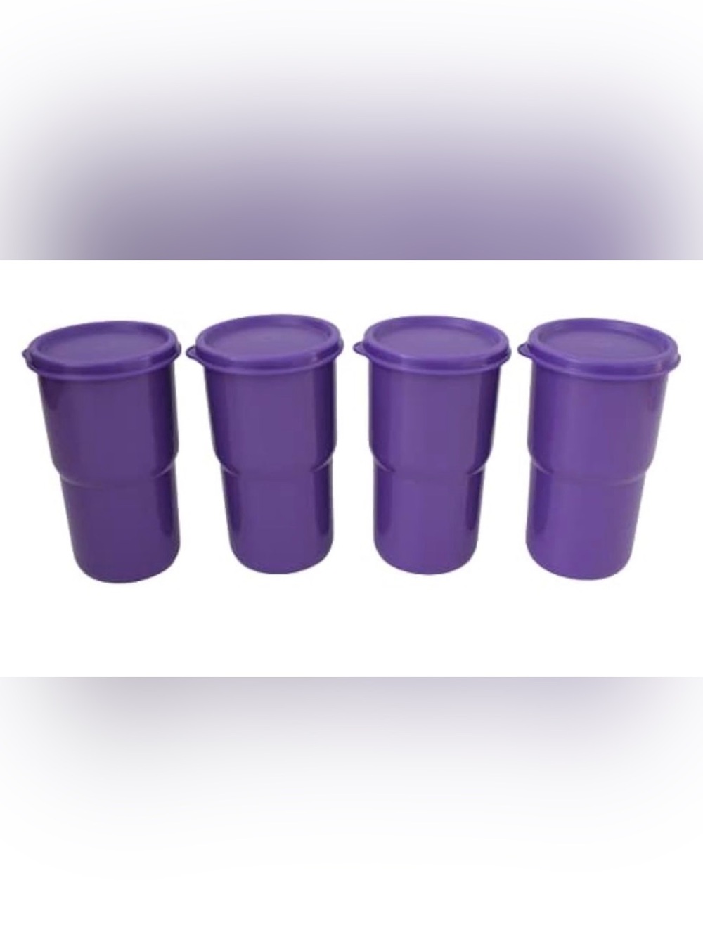 Tupperware Set of 4 Grape Fizz Purple Stacking 12oz/ 350ml Tumblers w/lids - Picture 2 of 10
